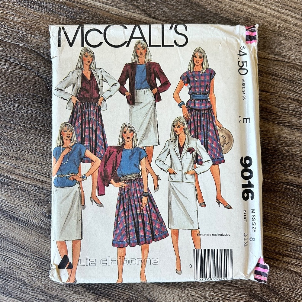 1980’s McCall’s 9016 Liz Claiborne Sewing Patterns